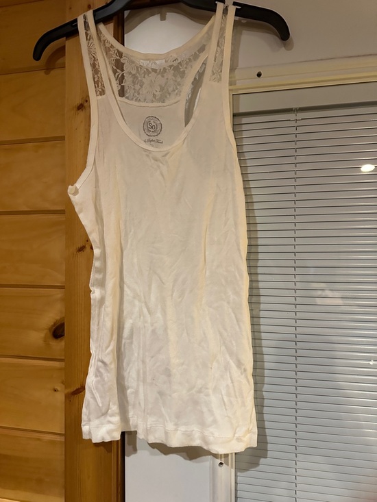 SO Tops - SO Cream Lace-Back Racerback Tank Top